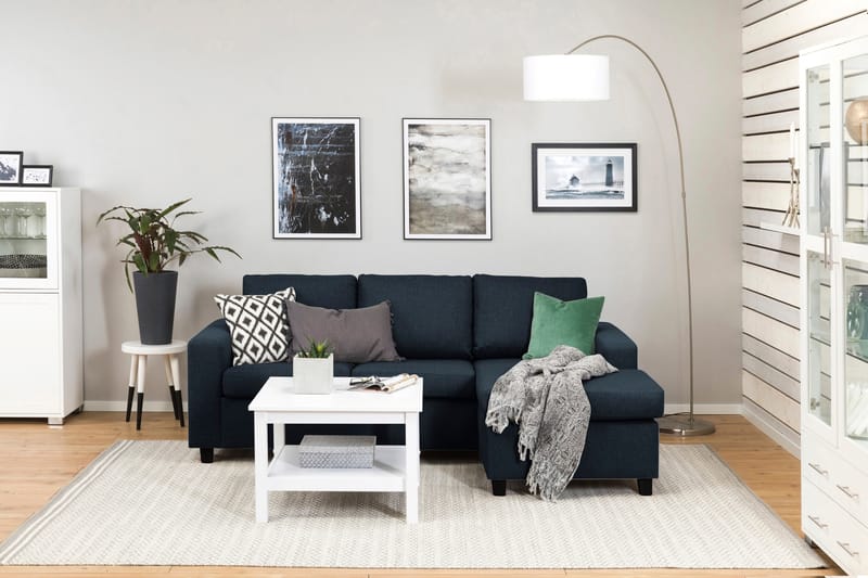 Crazy 3-personers Vendbar L-formet Chaiselongsofa i Stof - Blå - Møbler - Sofaer - Sofa med chaiselong