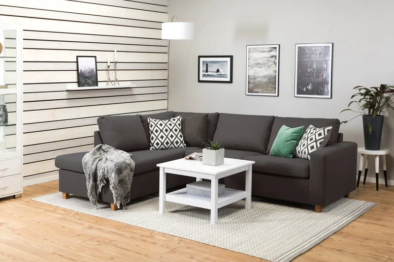 Crazy 3-personers Venstrevendt L-formet Chaiselongsofa i Stof - Mørkegrå - Møbler - Sofaer - Sofa med chaiselong - 3 personers sofa med chaiselong