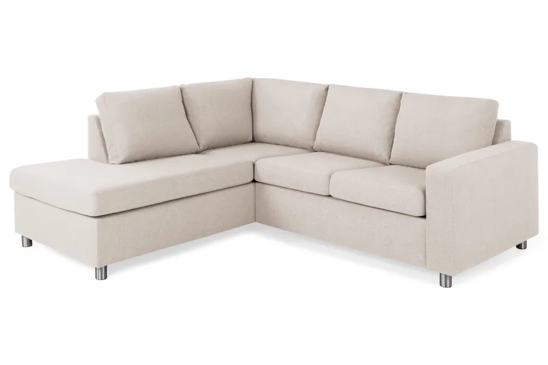 Crazy 3-personers Venstrevendt L-formet Chaiselongsofa i Stof - Beige - Møbler - Sofaer - Sofa med chaiselong - 2-personer sofa med chaiselong