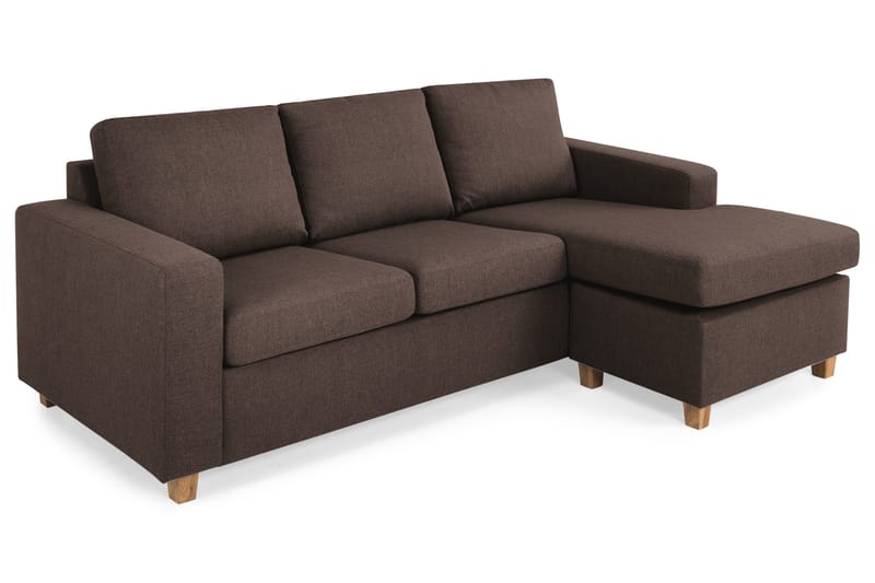 Crazy 3-personers Vendbar L-formet Chaiselongsofa i Stof - Brun - Møbler - Sofaer - Sofa med chaiselong