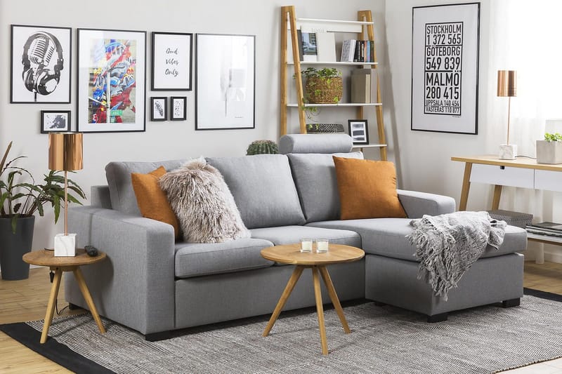 Crazy 3-personers Vendbar L-formet Chaiselongsofa i Stof - Grå - Møbler - Sofaer - Sofa med chaiselong - 3 personers sofa med chaiselong