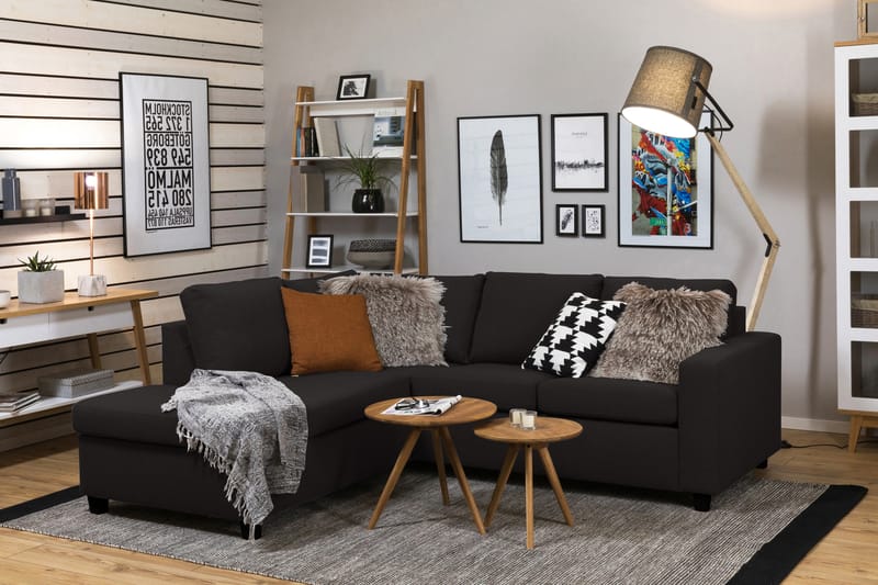 Crazy 3-personers Venstrevendt L-formet Chaiselongsofa i Stof - Antracit - Møbler - Sofaer - Sofa med chaiselong