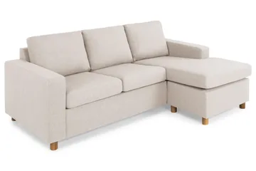 Crazy 3-personers Vendbar L-formet Chaiselongsofa i Stof - Beige - Møbler - Sofaer - Sofa med chaiselong