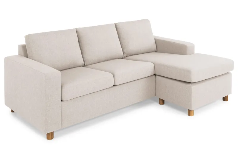 Crazy 3-personers Vendbar L-formet Chaiselongsofa i Stof - Beige - Møbler - Sofaer - Sofa med chaiselong - 3 personers sofa med chaiselong