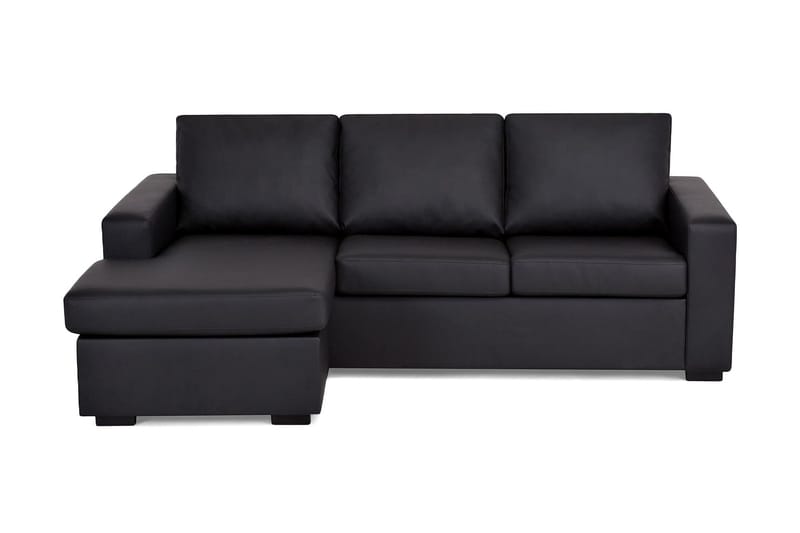 Crazy 3-personers Vendbar L-formet Chaiselongsofa i Kunstlæder, Sort