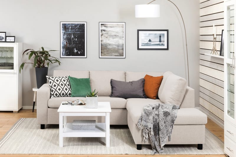 Crazy 3-personers Højrevendt L-formet Chaiselongsofa i Stof - Beige - Møbler - Sofaer - Sofa med chaiselong
