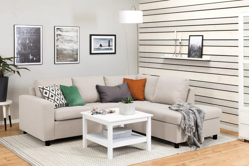 Crazy 3-personers Højrevendt L-formet Chaiselongsofa i Stof - Beige - Møbler - Sofaer - Sofa med chaiselong
