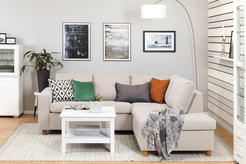 Crazy 3-personers Højrevendt L-formet Chaiselongsofa i Stof - Beige - Møbler - Sofaer - Sofa med chaiselong