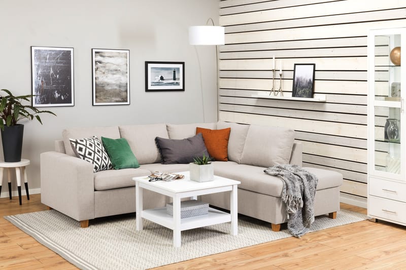 Crazy 3-personers Højrevendt L-formet Chaiselongsofa i Stof - Beige - Møbler - Sofaer - Sofa med chaiselong - 2-personer sofa med chaiselong