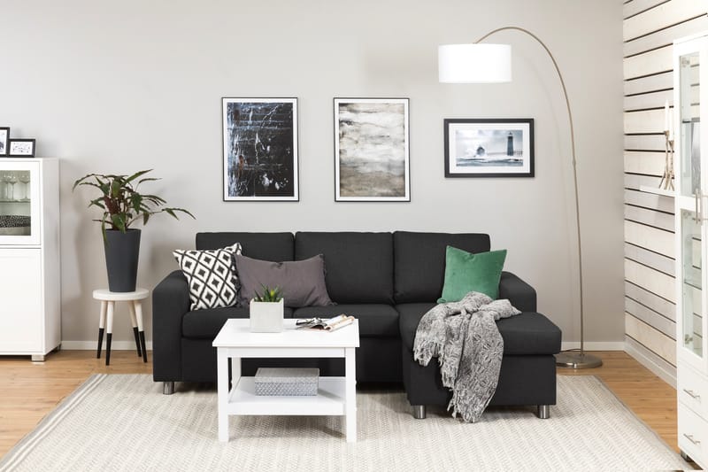 Crazy 3-personers Vendbar L-formet Chaiselongsofa i Stof - Antracit - Møbler - Sofaer - Sofa med chaiselong