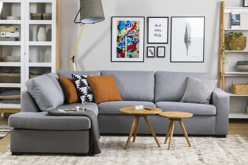 Crazy 3-personers Venstrevendt L-formet Chaiselongsofa i Stof - Grå - Møbler - Sofaer - Sofa med chaiselong - 3 personers sofa med chaiselong