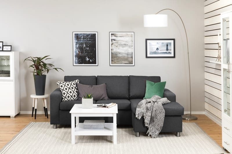 Crazy 3-personers Vendbar L-formet Chaiselongsofa i Stof - Mørkegrå - Møbler - Sofaer - Sofa med chaiselong