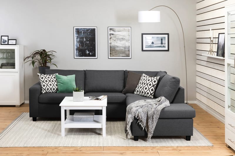 Crazy 3-personers Højrevendt L-formet Chaiselongsofa i Stof - Mørkegrå - Møbler - Sofaer - Sofa med chaiselong