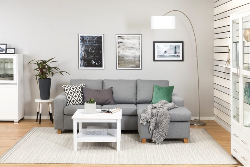 Crazy 3-personers Vendbar L-formet Chaiselongsofa i Stof - Grå - Møbler - Sofaer - Sofa med chaiselong