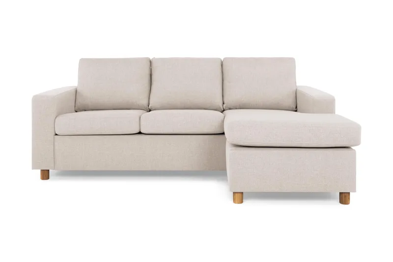 Crazy 3-personers Vendbar L-formet Chaiselongsofa i Stof, Beige