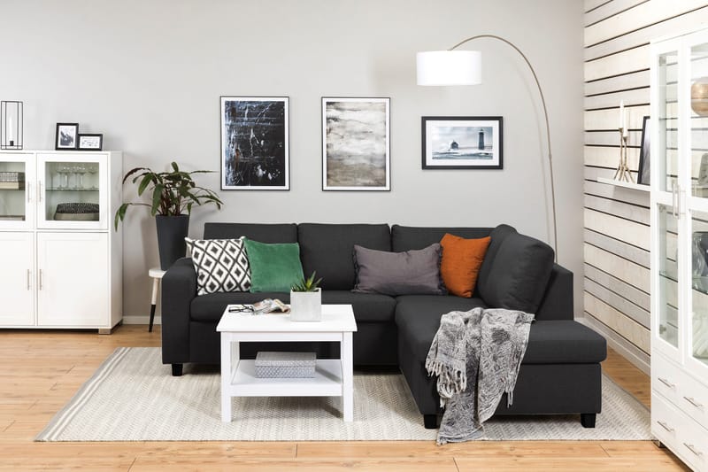 Crazy 3-personers Højrevendt L-formet Chaiselongsofa i Stof - Antracit - Møbler - Sofaer - Sofa med chaiselong - 2-personer sofa med chaiselong