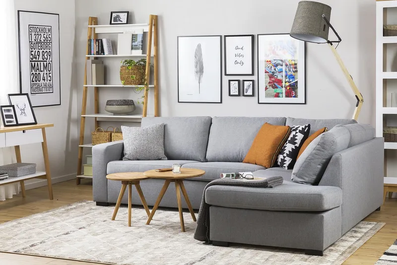 Crazy 3-personers Højrevendt L-formet Chaiselongsofa i Stof - Grå - Møbler - Sofaer - Sofa med chaiselong - 3 personers sofa med chaiselong