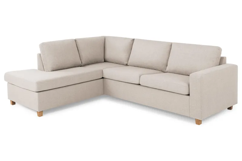 Crazy 3-personers Venstrevendt L-formet Chaiselongsofa i Stof - Beige - Møbler - Sofaer - Sofa med chaiselong - 3 personers sofa med chaiselong