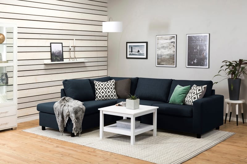 Crazy 3-personers Venstrevendt L-formet Chaiselongsofa i Stof - Blå - Møbler - Sofaer - Sofa med chaiselong