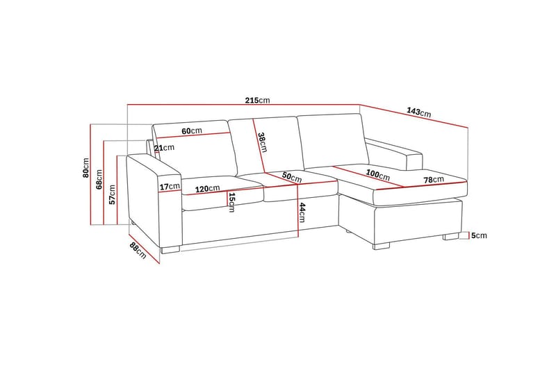 Crazy 3-personers Vendbar L-formet Chaiselongsofa i Stof - Beige - Møbler - Sofaer - Sofa med chaiselong - 3 personers sofa med chaiselong