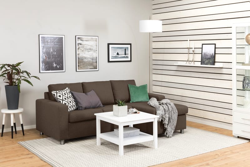 Crazy 3-personers Vendbar L-formet Chaiselongsofa i Stof - Brun - Møbler - Sofaer - Sofa med chaiselong