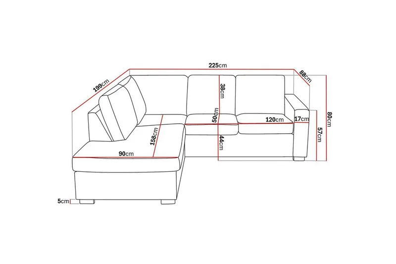 Crazy 3-personers Venstrevendt L-formet Chaiselongsofa i Stof - Beige - Møbler - Sofaer - Sofa med chaiselong - 2-personer sofa med chaiselong