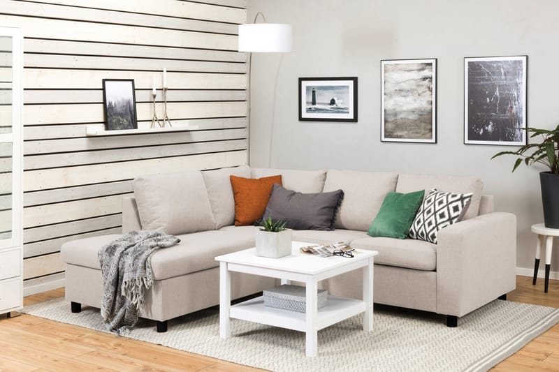 Crazy 3-personers Venstrevendt L-formet Chaiselongsofa i Stof - Beige - Møbler - Sofaer - Sofa med chaiselong