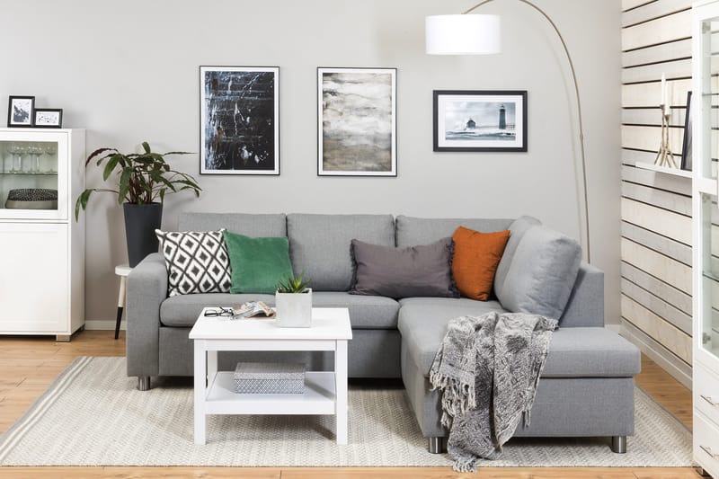 Crazy 3-personers Højrevendt L-formet Chaiselongsofa i Stof - Grå - Møbler - Sofaer - Sofa med chaiselong - 2-personer sofa med chaiselong