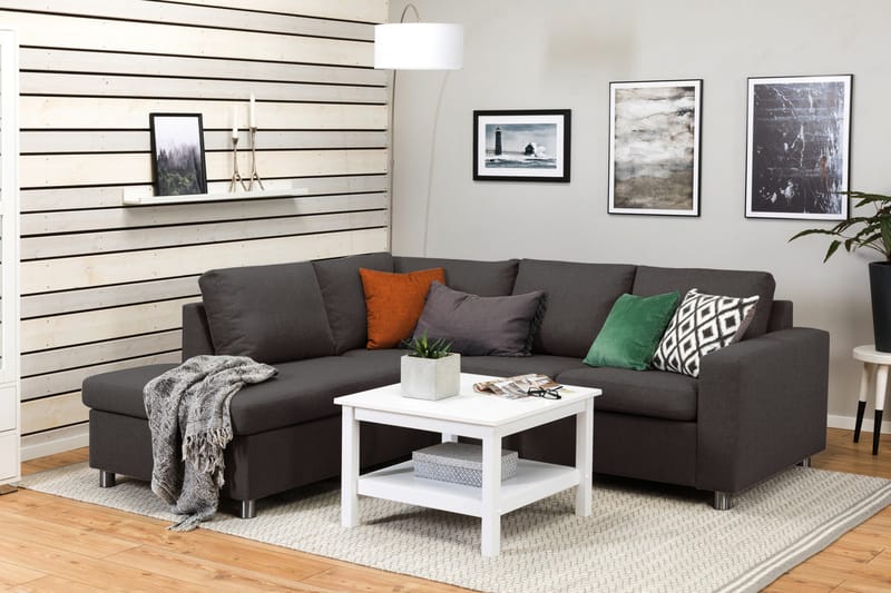 Crazy 3-personers Venstrevendt L-formet Chaiselongsofa i Stof - Mørkegrå - Møbler - Sofaer - Sofa med chaiselong - 2-personer sofa med chaiselong