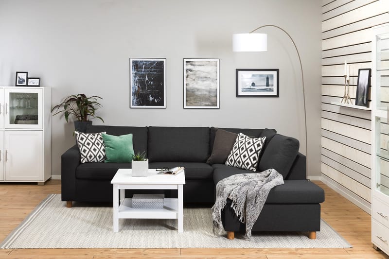 Crazy 3-personers Højrevendt L-formet Chaiselongsofa i Stof - Antracit - Møbler - Sofaer - Sofa med chaiselong - 3 personers sofa med chaiselong