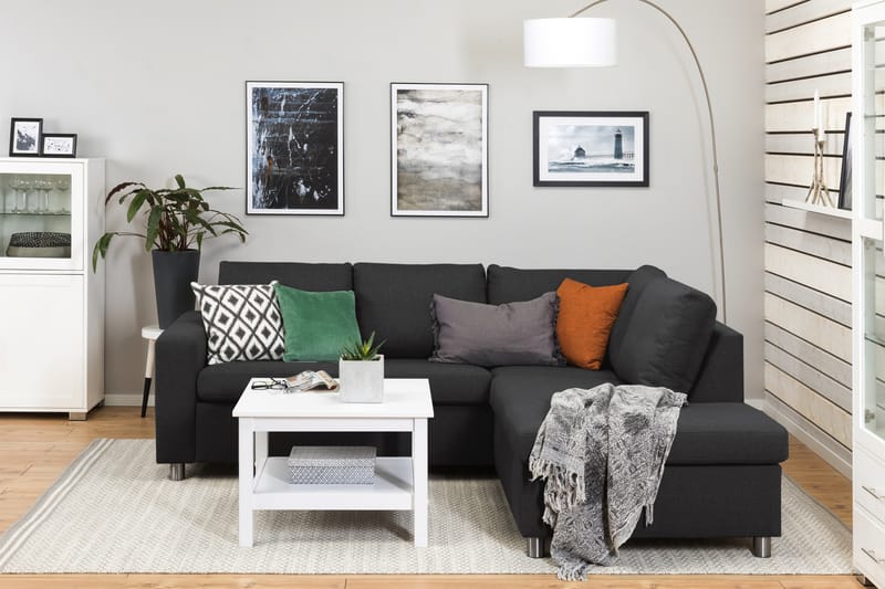 Crazy 3-personers Højrevendt L-formet Chaiselongsofa i Stof - Antracit - Møbler - Sofaer - Sofa med chaiselong