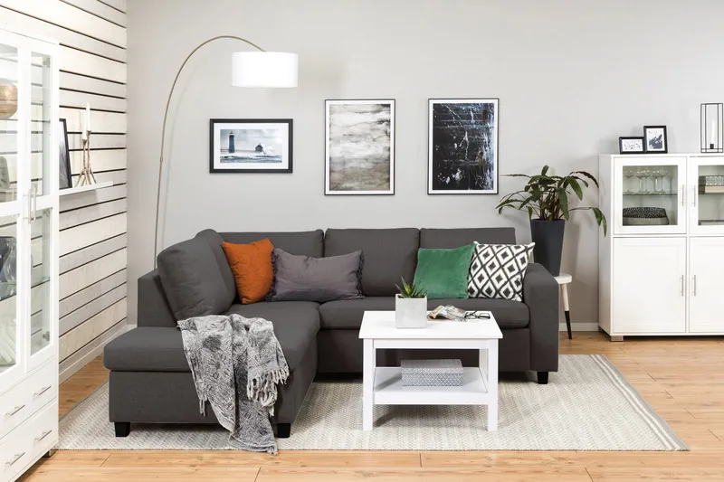 Crazy 3-personers Venstrevendt L-formet Chaiselongsofa i Stof - Mørkegrå - Møbler - Sofaer - Sofa med chaiselong - 2-personer sofa med chaiselong