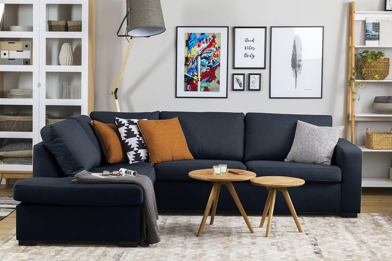 Crazy 3-personers Venstrevendt L-formet Chaiselongsofa i Stof - Blå - Møbler - Sofaer - Sofa med chaiselong