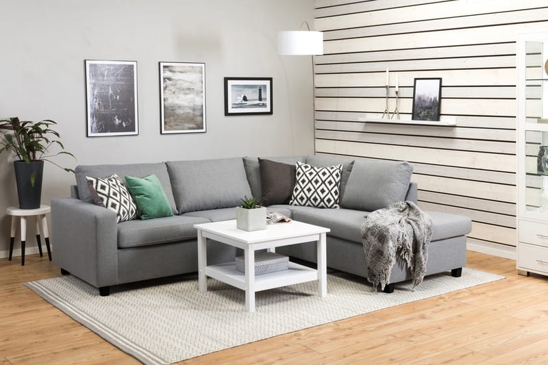 Crazy 3-personers Højrevendt L-formet Chaiselongsofa i Stof - Grå - Møbler - Sofaer - Sofa med chaiselong - 3 personers sofa med chaiselong