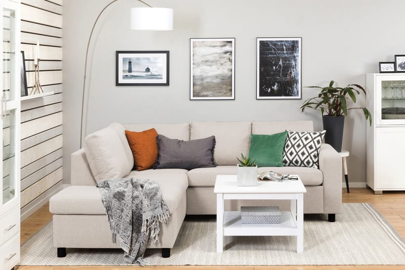 Crazy 3-personers Venstrevendt L-formet Chaiselongsofa i Stof - Beige - Møbler - Sofaer - Sofa med chaiselong