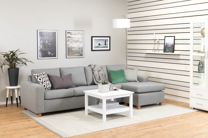 Crazy 4-personers Vendbar L-formet Chaiselongsofa i Stof - Grå - Møbler - Sofaer - Sofa med chaiselong