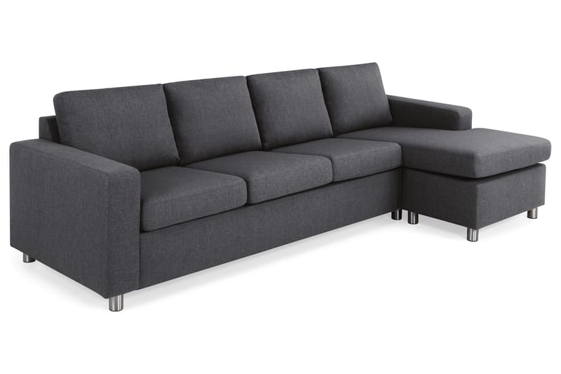 Crazy 4-personers Vendbar L-formet Chaiselongsofa i Stof - Mørkegrå - Møbler - Sofaer - Sofa med chaiselong - 4 personers sofa med chaiselong