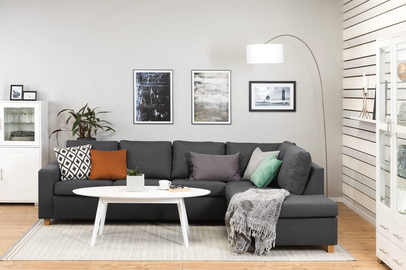 Crazy 4-personers Højrevendt L-formet Chaiselongsofa i Stof - Mørkegrå - Møbler - Sofaer - Sofa med chaiselong - 3 personers sofa med chaiselong