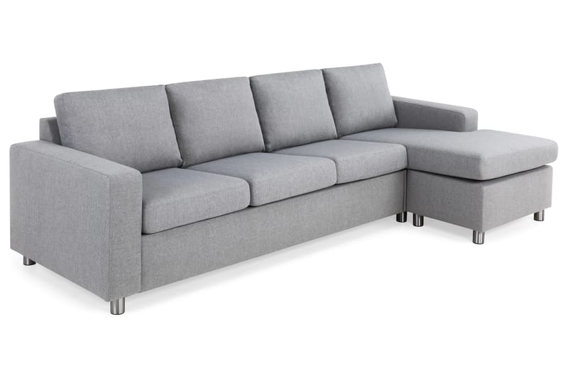 Crazy 4-personers Vendbar L-formet Chaiselongsofa i Stof - Grå - Møbler - Sofaer - Sofa med chaiselong - 4 personers sofa med chaiselong