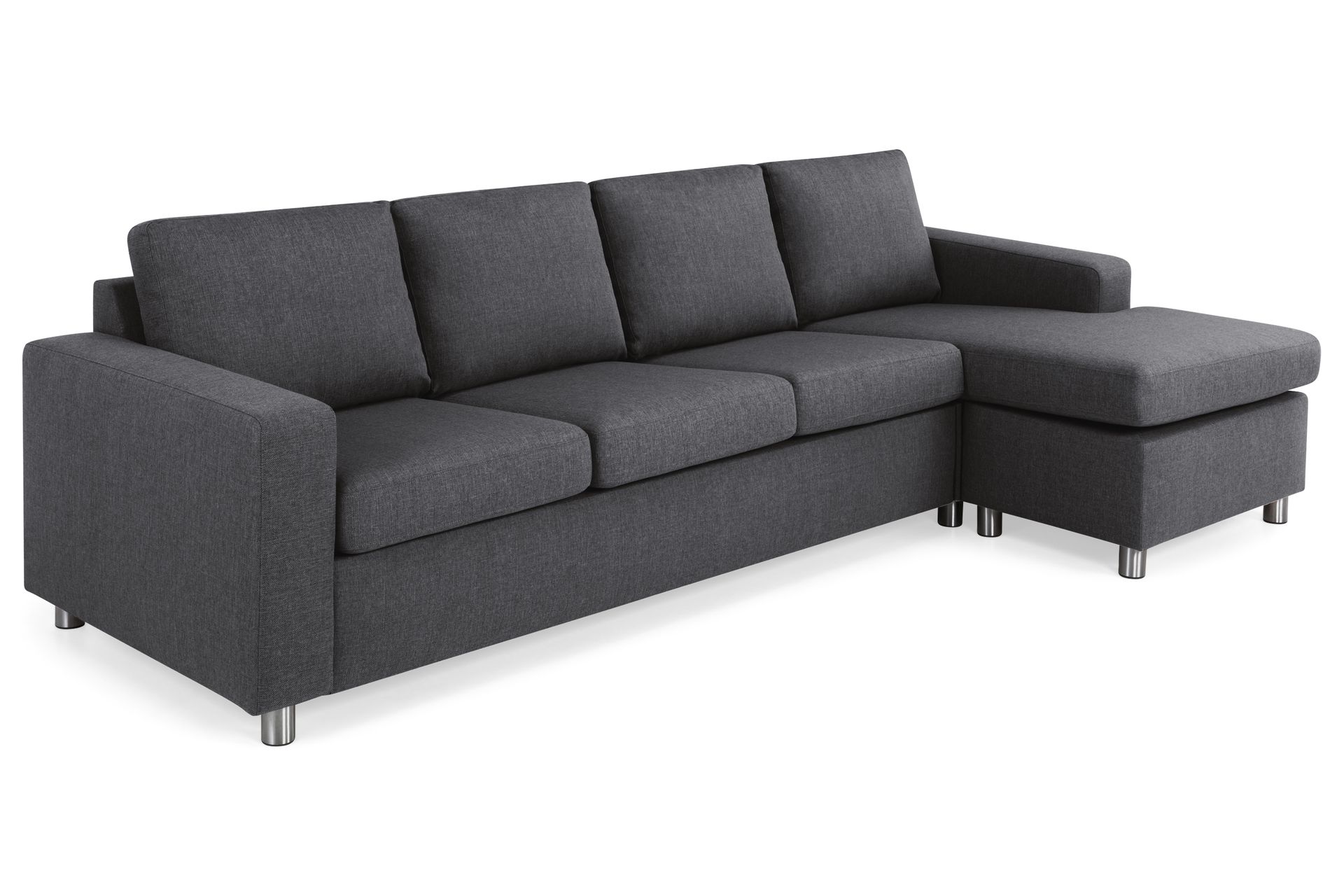 Crazy 4-personers Vendbar L-formet Chaiselongsofa i Stof - Mørkegrå - Møbler - Sofaer - Sofa med chaiselong