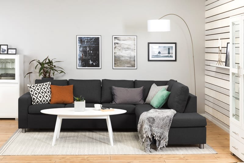 Crazy 4-personers Højrevendt L-formet Chaiselongsofa i Stof - Antracit - Møbler - Sofaer - Sofa med chaiselong