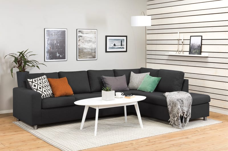 Crazy 4-personers Højrevendt L-formet Chaiselongsofa i Stof - Antracit - Møbler - Sofaer - Sofa med chaiselong - 3 personers sofa med chaiselong