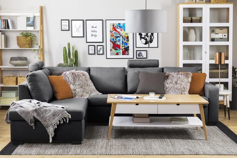 Crazy 4-personers Venstrevendt L-formet Chaiselongsofa i Stof - Mørkegrå - Møbler - Sofaer - Sofa med chaiselong - 3 personers sofa med chaiselong