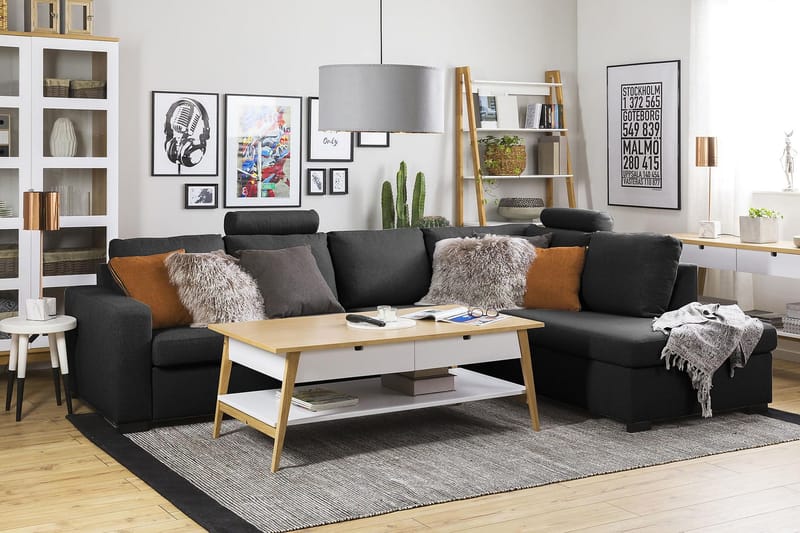 Crazy 4-personers Højrevendt L-formet Chaiselongsofa i Stof - Antracit - Møbler - Sofaer - Sofa med chaiselong - 3 personers sofa med chaiselong