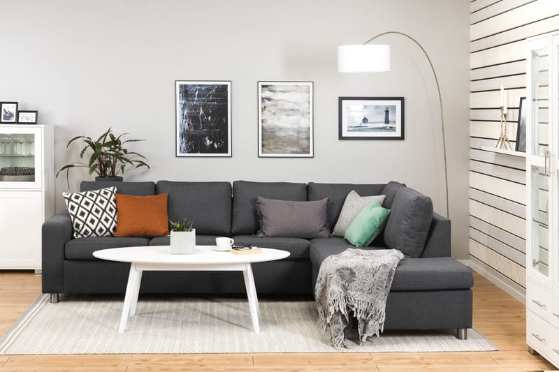 Crazy 4-personers Højrevendt L-formet Chaiselongsofa i Stof - Mørkegrå - Møbler - Sofaer - Sofa med chaiselong - 3 personers sofa med chaiselong
