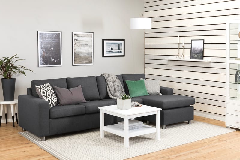 Crazy 4-personers Vendbar L-formet Chaiselongsofa i Stof - Mørkegrå - Møbler - Sofaer - Sofa med chaiselong