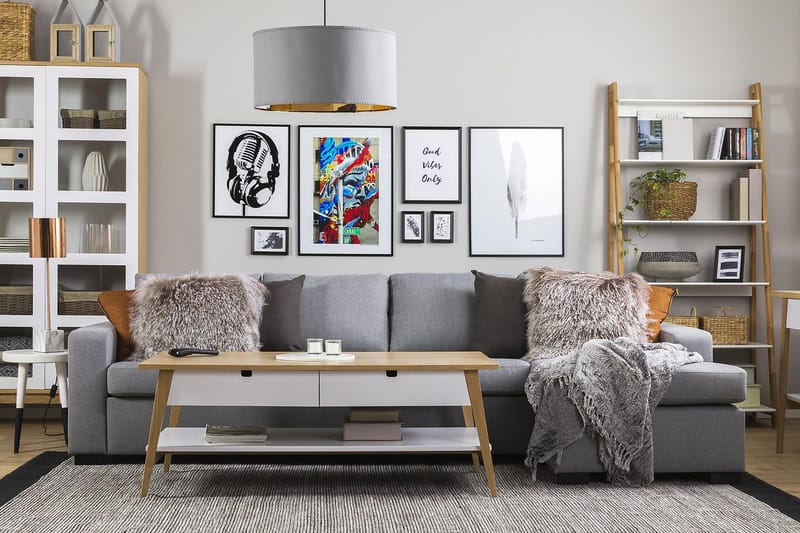 Crazy 4-personers Vendbar L-formet Chaiselongsofa i Stof - Grå - Møbler - Sofaer - Sofa med chaiselong - 4 personers sofa med chaiselong