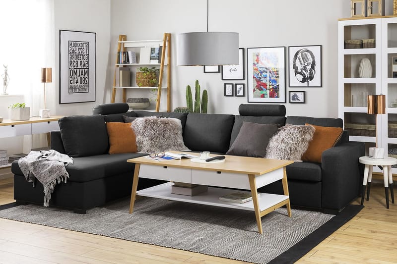 Crazy 4-personers Venstrevendt L-formet Chaiselongsofa i Stof - Antracit - Møbler - Sofaer - Sofa med chaiselong