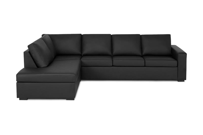 Crazy 4-personers Venstrevendt L-formet Chaiselongsofa i Kunstlæder - Sort - Møbler - Sofaer - Sofa med chaiselong