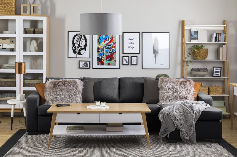 Crazy 4-personers Vendbar L-formet Chaiselongsofa i Stof - Mørkegrå - Møbler - Sofaer - Sofa med chaiselong